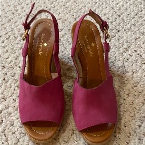 Kate Spade pink suede wedge sandal